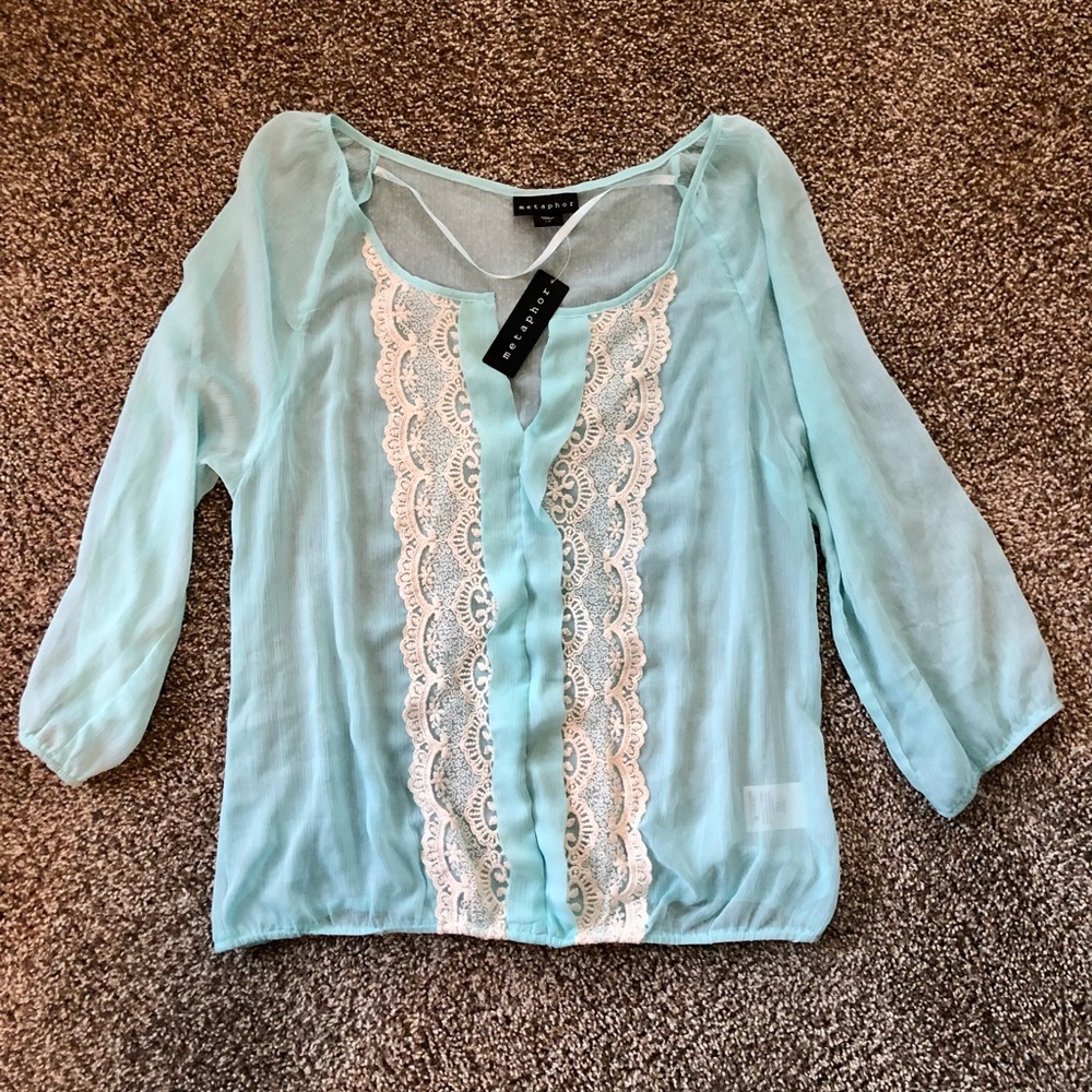 Blue Lace Blouse NWT